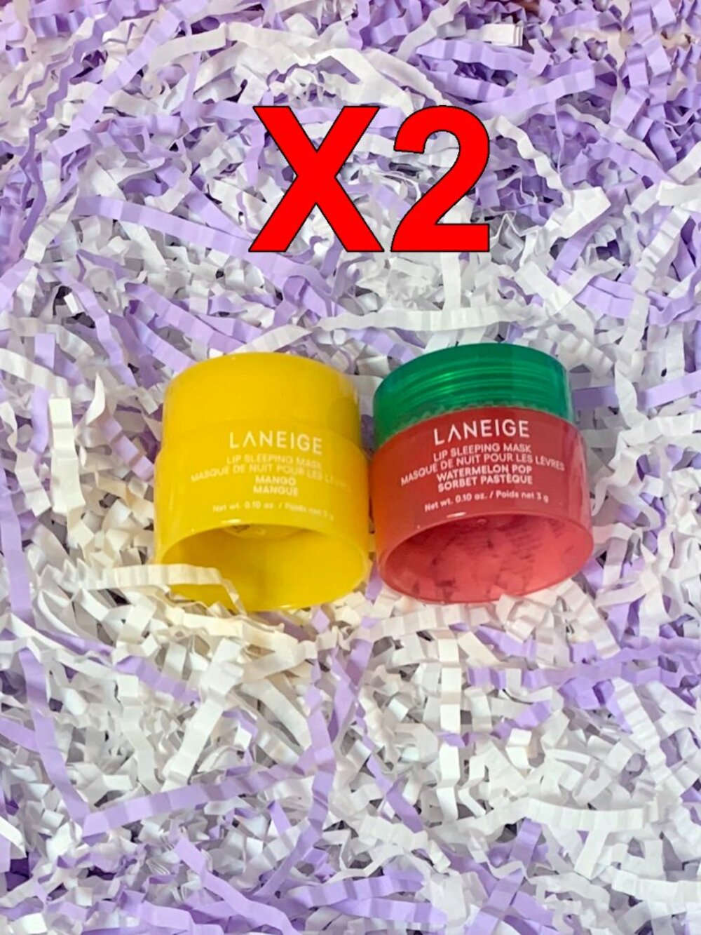 2 Pack LANEIGE Lip Sleeping Mask Travel Size Mini Watermelon & Mango